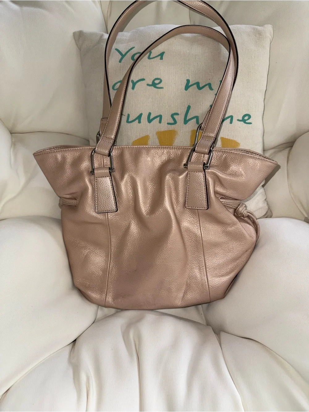 Tignanello Y2K Rose Gold Leather Hobo Tote
